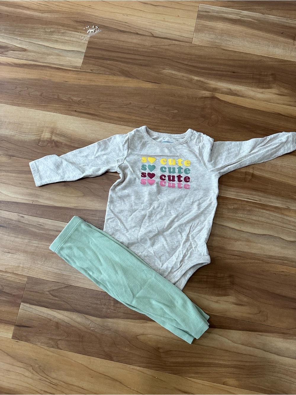 Garanimals Neutral ‘So Cute’ Long-Sleeve Bodysuit with Mint Pants